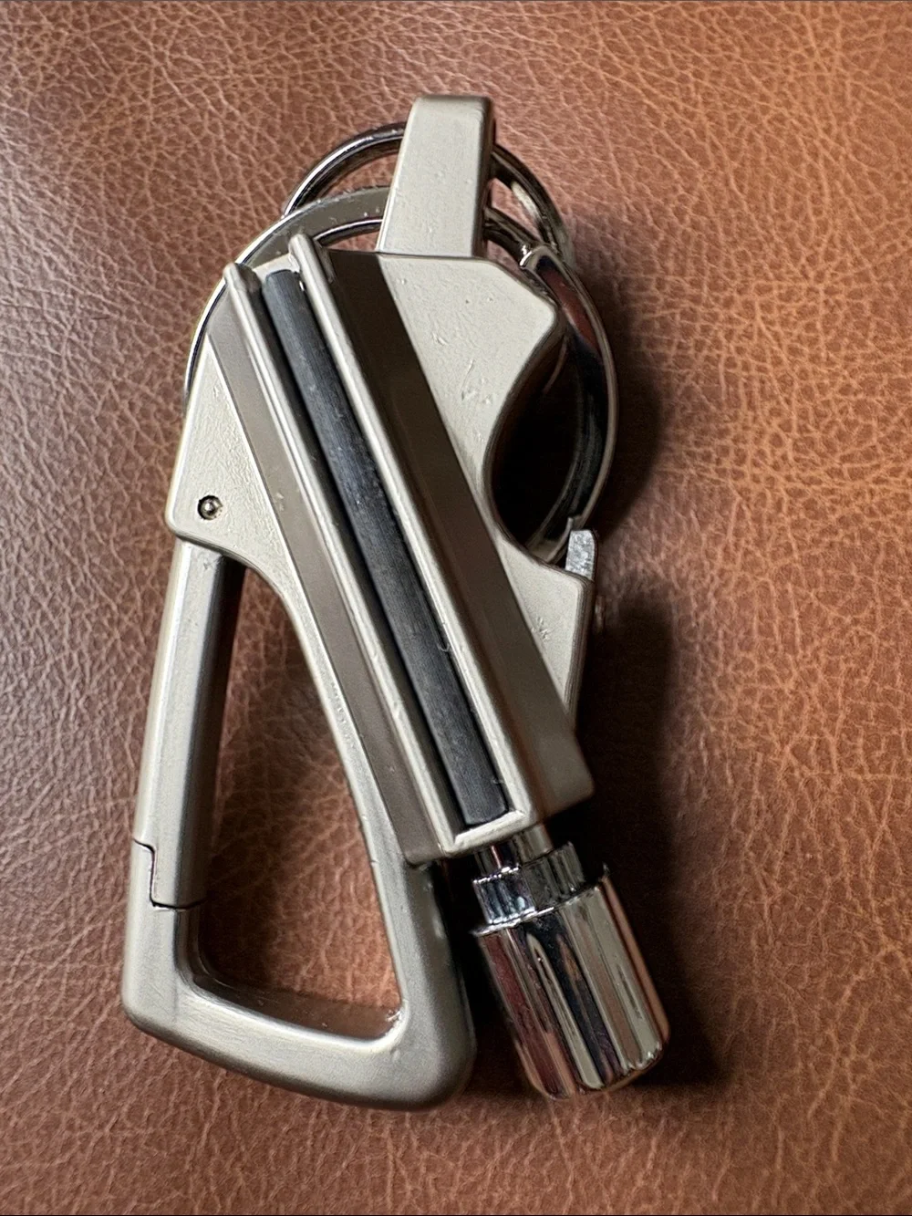 Silver Keychain with Bottle Opener and Matchstick